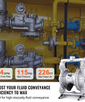 Air Operated Double Diaphragm Pump, 44GPM, Max 115PSI Air Waste Oil Pneumatic Transfer Pump shown with industrial setup