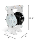 Front view of Air Operated Double Diaphragm Pump, 12 GPM Dual Diaphragm Air Pump Pneumatic Waste Oil Transfer Pump for Chemical, 1/2 Inlet/Outlet