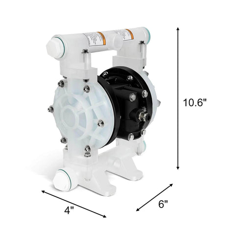 Front view of Air Operated Double Diaphragm Pump, 12 GPM Dual Diaphragm Air Pump Pneumatic Waste Oil Transfer Pump for Chemical, 1/2 Inlet/Outlet