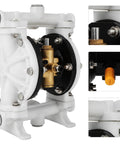 Air Operated Double Diaphragm Pump QBK-15 1/2 inch Outlet 12 GPM Pneumatic Transfer Max 115 PSI Industrial Use