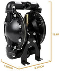 Air Operated Double Diaphragm Pump QBY4-25L 1 inch Outlet 35 GPM Pneumatic Transfer Max 120 PSI front view