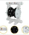 Air Operated Double Diaphragm Pump, 12 GPM Dual Diaphragm Air Pump Pneumatic Waste Oil Transfer Pump for Chemical, 1/2 Inch Inlet/Outlet