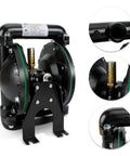 Air-Operated Double Diaphragm Pump, 35 GPM Dual Diaphragm Air Pump Pneumatic Waste Oil Transfer Pump for Chemical, 1 Inch Inlet/Outlet Port