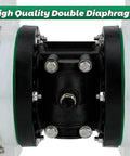 Close-up of Air Operated Double Diaphragm Pump, 12 GPM Dual Diaphragm Air Pump Pneumatic Waste Oil Transfer Pump for Chemical, 1/2 Inch Inlet/Outlet