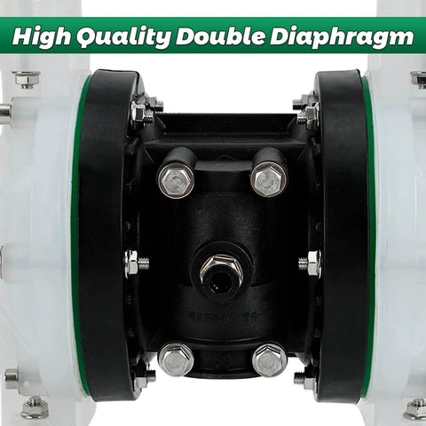 Close-up of Air Operated Double Diaphragm Pump, 12 GPM Dual Diaphragm Air Pump Pneumatic Waste Oil Transfer Pump for Chemical, 1/2 Inch Inlet/Outlet