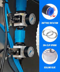Installed One Quarter Inch Air Line Tubing Kit With About 33 Feet PA Nylon Hose Cutter And Teflon Tape Push To Connect Fittings.
