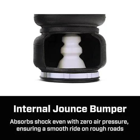 Internal view of a premium air spring kit component showing internal jounce bumper for shock absorption.