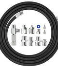 Airbrush Hose With Adapter Kit 6ft Braided Hose Quick Release Couplers Brass Adapters 1/8 Inch And 1/4 Inch Teflon Seal Tape 12-Piece