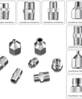 Silver brass adapters for Airbrush Hose With Adapter Kit 6ft Braided Hose Quick Release Couplers Brass Adapters 1/8 Inch and 1/4 Inch