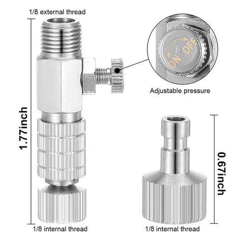 Airbrush Hose With Adapter Kit 6ft Braided Hose Quick Release Couplers Brass Adapters 1/8 Inch And 1/4 Inch Teflon Seal Tape 12-Piece