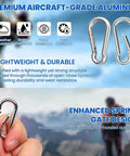 Small Carabiner Clip Set Of 10 1.57 Inch Heavy Duty Alloy Mini Carabiners for keys and camping, premium aluminum design, close-up view.