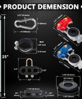 Image showing dimensions of 12 Ft 3 In ABS Power Air Line Hoses Kit For Semi Truck With Glad Hands Tender Spring Kit Stainless Clamps Rubber Seals 2 Glad Hands 3 In 1 Air Line System For Tractor Trailer Ready To Roll components.