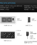Register Booster Fan For 4x10 Inch Vents That Boosts HVAC Airflow, Ultra Quiet 10-Speed Operation, Bluetooth App Control With Data Alerts And Timers, Heating And Cooling Triggers For Even Temperatures, Fits 4x10 Duct Openings AC Infinity AIRTAP T4 White dimensions