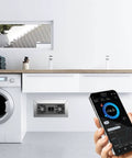 Airtitan T8 Crawl Space Vent Fan With WiFi App Temperature Humidity Controller For Basement Exhaust And Odor Control installed in laundry room