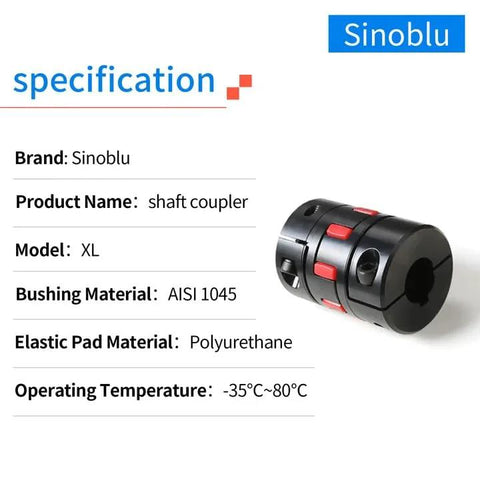 High Torque AISI 1045 Steel Jaw Coupling With Elastomeric Spider, 20-25mm Bore, XL2 Type, Sinoblu Flexible Shaft Coupler