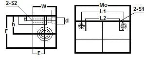 Technical diagram of ✝️ AK20GWUU NB 20mm Double Wide Compact Block Unit Motion Linear Bearing with dimensions and layout details.