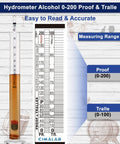 home distiller alcohol hydrometer kit with 0-200 proof scale