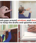 Person using Alien Draft Seal Set of 49 Feet Anti-Draft Adhesive and Flexible Flap to Seal Gaps Around Doors and Windows As Seen On TV