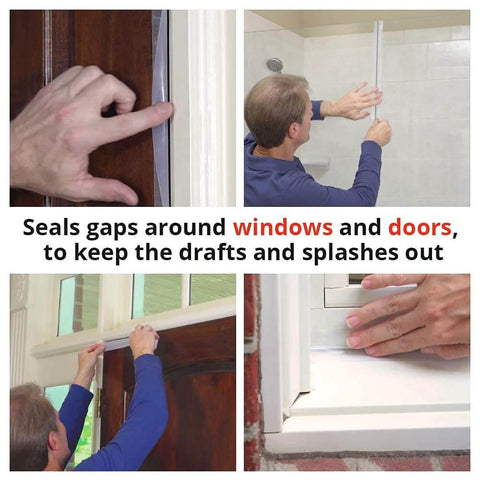 Person using Alien Draft Seal Set of 49 Feet Anti-Draft Adhesive and Flexible Flap to Seal Gaps Around Doors and Windows As Seen On TV