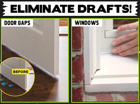 Demo of Alien Draft Seal Set of 49 Feet Anti-Draft Adhesive and Flexible Flap sealing gaps on a door and window.