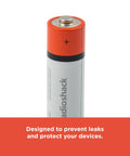 Close-up of AA cell from Mixed Alkaline Battery Pack 12 AA 12 AAA With Reusable Plastic Case, showcasing leak-proof design.