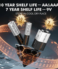 Alkaline Battery Combo Pack With 24 AA 24 AAA And 8 9V For Household Electronics showcasing shelf life and energy flow