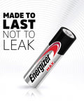 Alkaline AA battery from Alkaline AA And AAA Battery Combo Pack 48 Count For Everyday Devices, showing leak-resistant feature.
