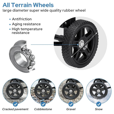 All terrain wheel for 2 in 1 Shopping Carts for Groceries, 330 lbs Grocery Cart on Wheels, foldable utility with 6.9 inch diameter.