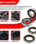 Image showing the Front Wheel Bearing Kit Alloy Steel Sealed Bearings for Kawasaki H2 H2R ZX10R with various motorcycle scenarios.