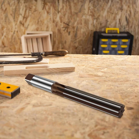 Hand Reamer Go To Seven Eighths Inch To One Inch Alloy Tool Steel H8 With Eight Straight Flutes for wood on workbench