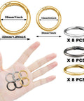 24 Pack Spring O Rings With Trigger Snap Buckles Keychain Rings For Bags And Purses 1 Inch Alloy Rings in hand view