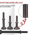 5-Piece Smoothing Air Hammer Bits Set With Extended Length Pneumatic Hammer Bit, Spring-Loaded Attachments, Heavy-Duty Alloy Steel Chisel Bits For Demolition, Metal Work, Grinding And Deburring In Home Improvement Projects