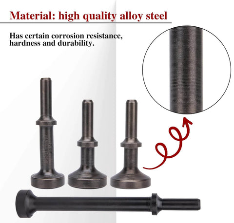 5-Piece Smoothing Air Hammer Bits Set With Extended Length Pneumatic Hammer Bit, Spring-Loaded Attachments, Heavy-Duty Alloy Steel Chisel Bits For Demolition, Metal Work, Grinding And Deburring In Home Improvement Projects