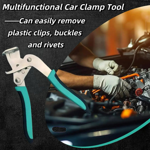 Alloy Steel Car Clip Pliers And Auto Disassembly Tools For Quick Clip Removal shown in use on car engine