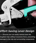 Close-up of Alloy Steel Car Clip Pliers and Auto Disassembly Tools for Quick Clip Removal, showing effort-saving lever design.