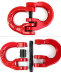 G80 Alloy Steel Hammerlock Coupling Link One Half Inch Red Painted, 12,000 Lbs Working Load Limit, 2 Pack, disassembled view