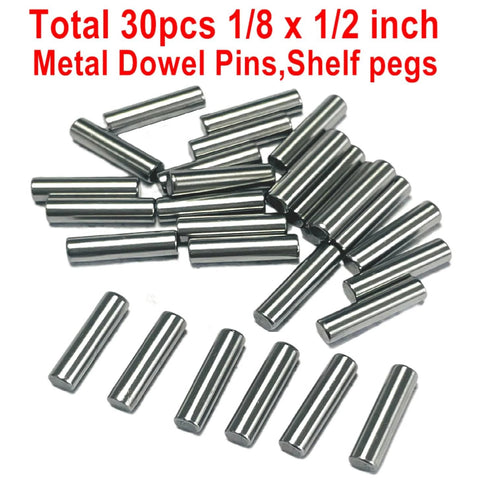 Thirty Piece Go To Dowel Pins Set For Wood Shelves And Bunk Beds One Eighth Inch By One Half Inch Alloy Steel Ground To Precision Tolerances 0.0001 To 0.0005 Inch Ideal Shelf Pins And Support Pins For DIY Projects For Home And Workshop Use