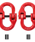 G80 Alloy Steel Hammerlock Coupling Link One Half Inch Red Painted, 12,000 Lbs Working Load Limit, 2 Pack, front view