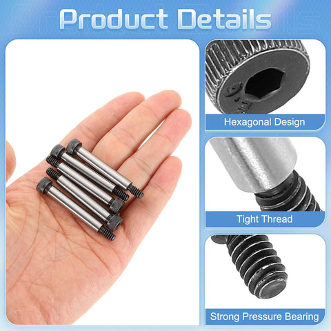 Heavy Duty Alloy Steel Hex Socket Shoulder Bolts 1-1/2 Inch Shoulder Length and 1/4 Inch Shoulder Diameter 10-24 Thread 5 Pack