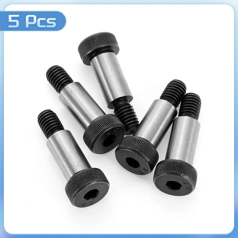 Alloy Steel Hex Socket Shoulder Screws Bolts One Inch Shoulder Length One Half Inch Shoulder Diameter Three Eighths Inch Sixteen UNC Thread Five Pack Tough As Nails Heavy Duty High Strength Wear Resistant Corrosion Resistant For High Torque Tightening In.
