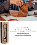 Person using Durable Alloy Steel Leather Cutting Die Set for DIY leather craft projects with precise clean edges, showing die tool.