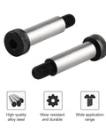 Six Piece Beefy Heavy Duty Alloy Steel Shoulder Bolt Set One Quarter Inch Shoulder Diameter And Three Quarter Inch Shoulder Length With Three Sixteenths Twenty Four UNC Thread Hex Socket Head Screws For Machinery, Automotive, Furniture, And DIY Projects shown in close-up view.