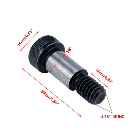 Heavy Duty Alloy Steel Hex Socket Head Shoulder Screws Set Of 6 Pcs With 3/8 Shoulder Diameter And 5/8 Shoulder Length, showing dimensions