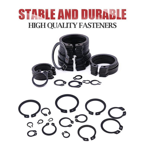 Hilitchi 300-pc external circlip snap ring set, alloy steel, black finish, 15 sizes