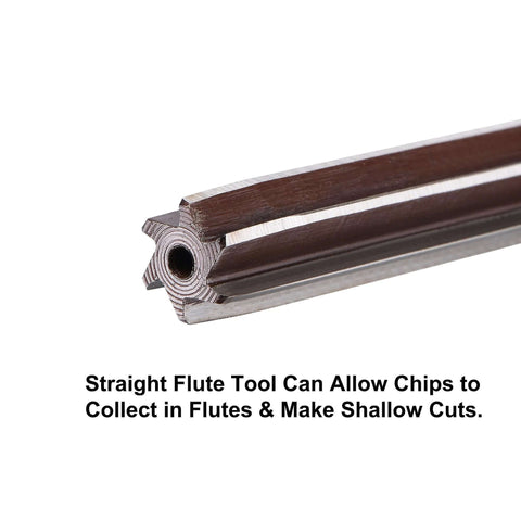 Close-up of a 6-flute reamer from the Pro Grade Hand Reamer Set For Metalworking 4mm 6mm 8mm 10mm 12mm H8 Accuracy Alloy Tool Steel