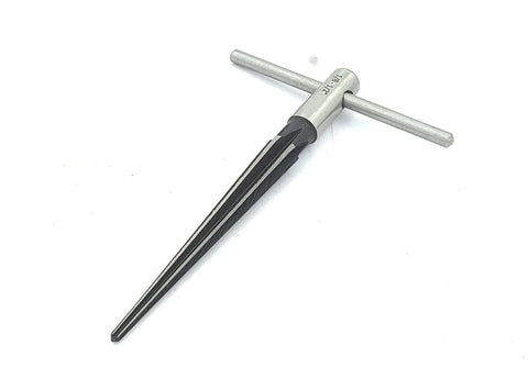 Hardened Alloy Steel Tapered Reamer To Align Holes And Deburr Burrs From One Eighth To One Half Inch For Precise Metalworking Pro Grade Tool With Precision Ground Edges And Industry Tested Hardness displayed on a white background