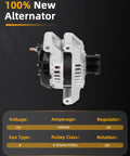 Direct Fit 3.6L Alternator Replacement for Chrysler 300, Dodge, Jeep 2011-2016 front view, 12V, 160A, 6-groove pulley