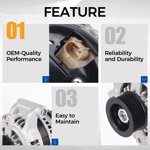 Feature highlights of Alternator Replacement For 2005 2007 Chrysler 300 Dodge Magnum And 2006 2007 Charger 12 Volt 160 Amp Clockwise Rotation
