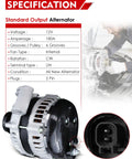 3.6L V6 High Output Alternator Replacement 180Amp For Dodge Durango Charger Challenger Ram 1500 Jeep Grand Cherokee Chrysler 300 2011-2021 OE 4801778AF Built Tough For Stable Electrical Power with specifications and installation view