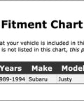 Fitment chart for Commutator End Alternator Bearing Plug-N-Play OE Replacement For Justy 1989 1990 1991 1992 1993 1994 PC-395771